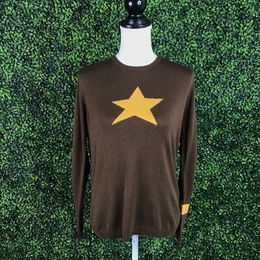 Magaschoni nwt cashmere blend gold star crewneck